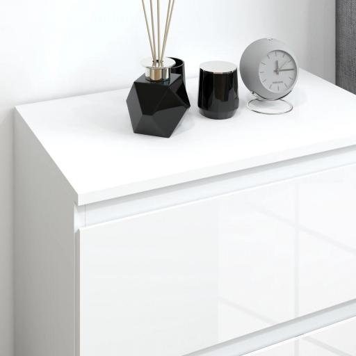 Cómoda con 3 Cajones Cómoda de Dormitorio Moderno con Diseño Anti-vuelco 55x34x75 cm Blanco Brillo [7]