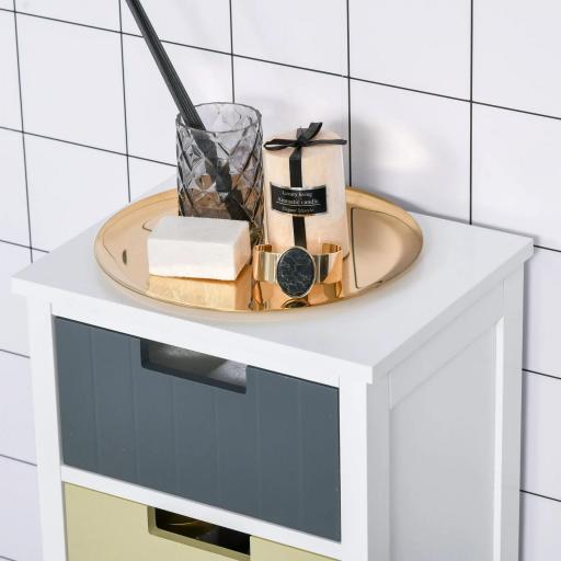 Cómoda de Madera con 5 Cajones Cajonera Auxiliar de Almacenaje con Patas Elevadas Estilo Moderno para Dormitorio Salón Baño 35x28x90,5 cm Multicolor [6]
