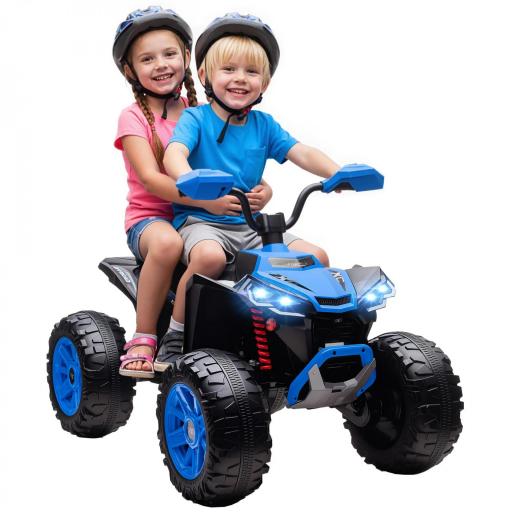 Quad Eléctrico para Niños de 3-8 Años 24V con 2 Motores Velocidad hasta 6,5 km/h Ruedas con Suspensión Azul [8]