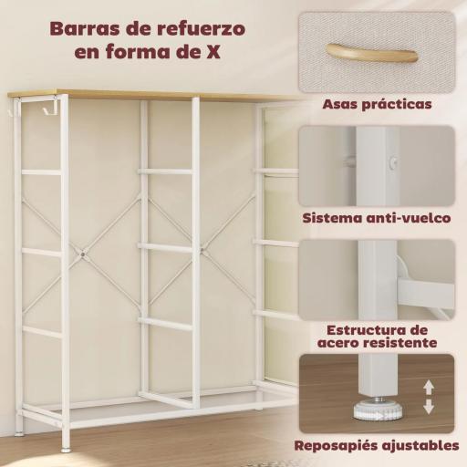 Cajonera de Tela Cómoda con 8 Cajones 4 Bolsillos Laterales 2 Ganchos y Estructura de Acero Beige [2]
