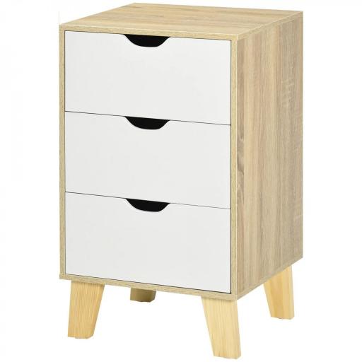 Cajonera con 3 Cajones y Base Elevada para Dormitorio Salón Pasillo de Estilo Moderno 40x35x68,5 cm Natural [9]