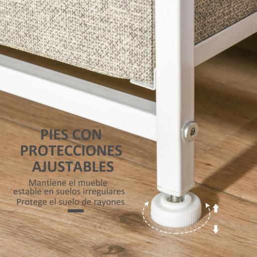Cómoda con 7 Cajones de Tela, Cómoda para Dormitorio, Marco de Acero, Cajonera para Salón, Oficina, Vestidor, Gris [2]