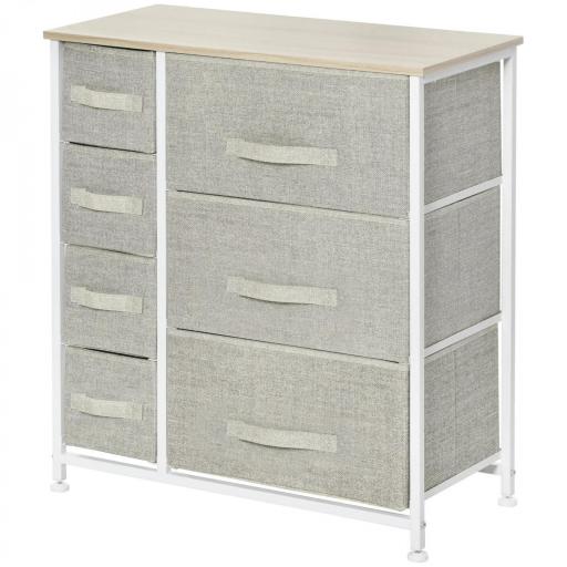 Cómoda con 7 Cajones de Tela, Cómoda para Dormitorio, Marco de Acero, Cajonera para Salón, Oficina, Vestidor, Gris [8]