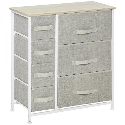 Cómoda con 7 Cajones de Tela, Cómoda para Dormitorio, Marco de Acero, Cajonera para Salón, Oficina, Vestidor, Gris [9]