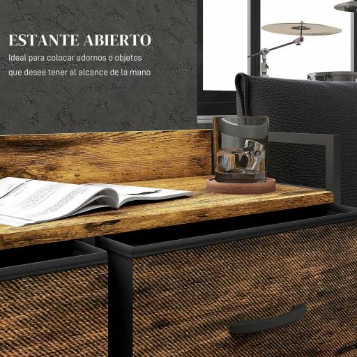Cómoda con 6 Cajones Plegables Cajonera de Tela con Estructura de Acero Estilo Industrial 79x29x85 cm Marrón Rústico [7]