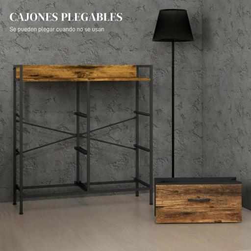 Cómoda con 6 Cajones Plegables Cajonera de Tela con Estructura de Acero Estilo Industrial 79x29x85 cm Marrón Rústico [5]