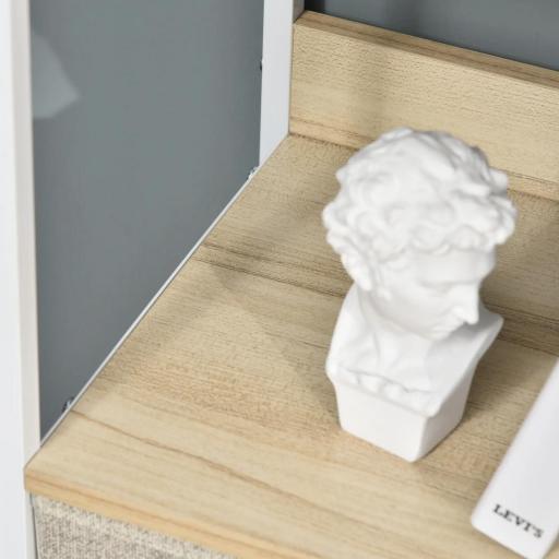 Cómoda Mueble de Almacenamiento cómoda 4 cajones Extraíbles 1 estante 58x29x103 cm Gris Blanco [3]