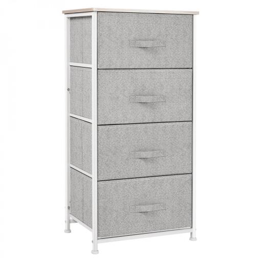 Cómoda con 4 Cajones de Tela, Cómoda para Dormitorio, Marco de Acero, Cajonera para Salón, Oficina, Vestidor, Gris [8]