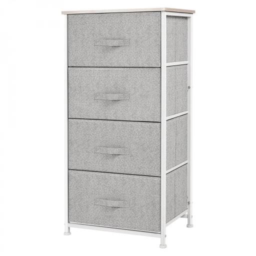 Cómoda con 4 Cajones de Tela, Cómoda para Dormitorio, Marco de Acero, Cajonera para Salón, Oficina, Vestidor, Gris [9]