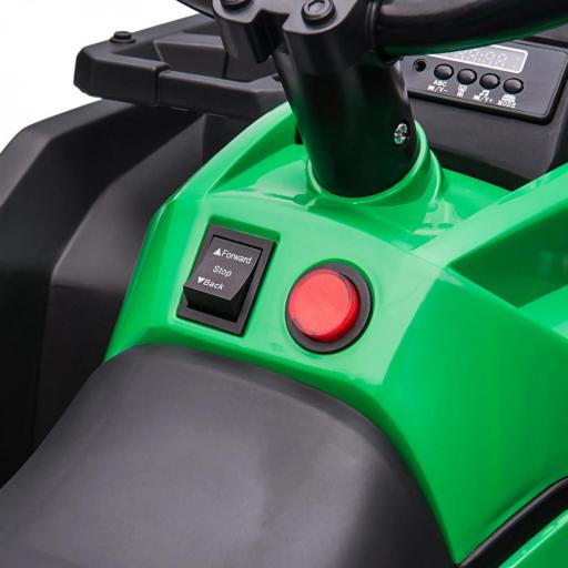 Quad Eléctrico 12V para Niños +3 Años con 2 Motores Faros Música Neumáticos de Suspensión Botones Avance y Retroceso Vehículo Eléctrico a Batería 100x65x73 cm Verde [7]
