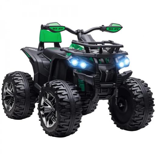 Quad Eléctrico 12V para Niños +3 Años con 2 Motores Faros Música Neumáticos de Suspensión Botones Avance y Retroceso Vehículo Eléctrico a Batería 100x65x73 cm Verde [3]