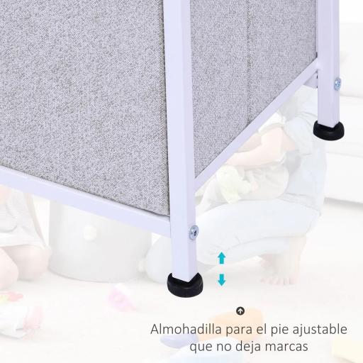 Cómoda con 5 Cajones de Tela Cómoda para Dormitorio Marco Metálico 100x30x54 cm Gris [2]