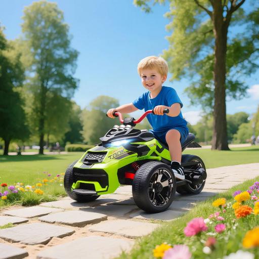 Quad Eléctrico para Niños 12V con 2 Motores Velocidad hasta 5 km/h 3 Ruedas Suspensión Verde