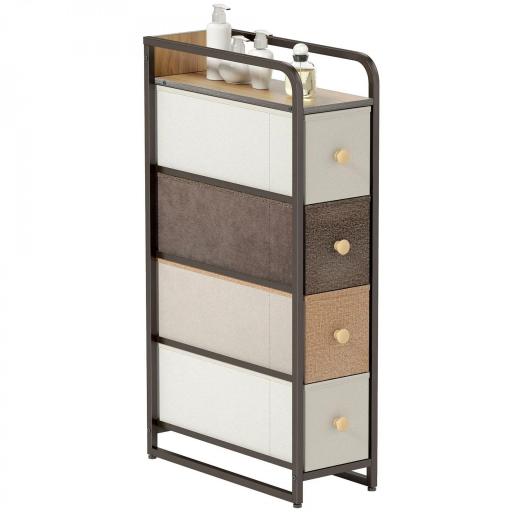 Cómoda con 4 Cajones de Tela Marco de Acero Cómoda para Dormitorio para Espacios Pequeños Salón Vestidor Multicolor [8]