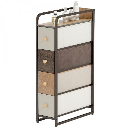 Cómoda con 4 Cajones de Tela Marco de Acero Cómoda para Dormitorio para Espacios Pequeños Salón Vestidor Multicolor [9]