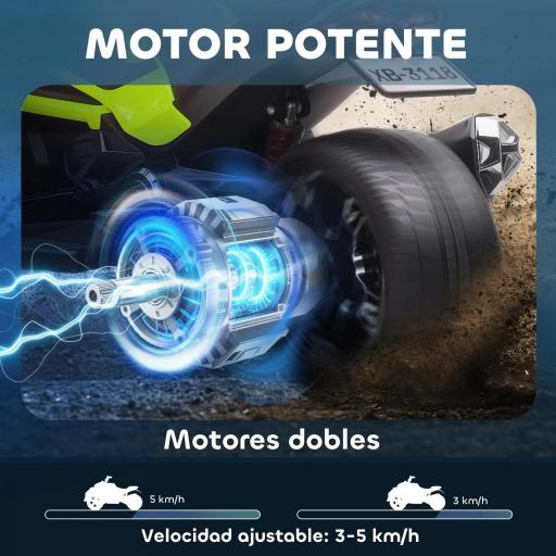 Quad Eléctrico para Niños 12V con 2 Motores Velocidad hasta 5 km/h 3 Ruedas Suspensión Verde [2]