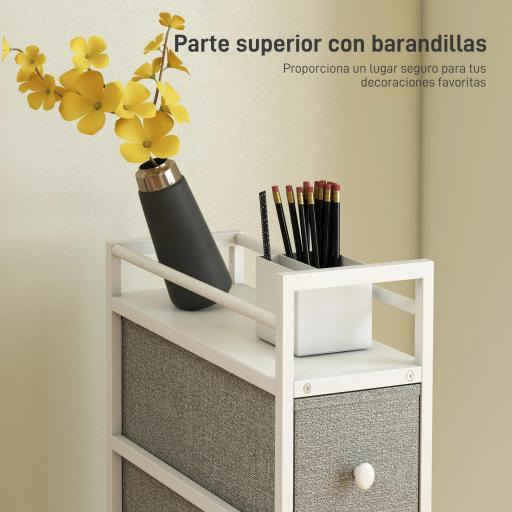 Cómoda con 4 Cajones de Tela Marco de Acero Cómoda para Dormitorio para Espacios Pequeños Salón Vestidor Gris Claro [3]
