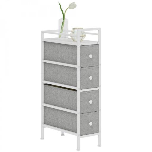 Cómoda con 4 Cajones de Tela Marco de Acero Cómoda para Dormitorio para Espacios Pequeños Salón Vestidor Gris Claro [8]