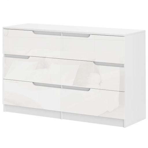 Cómoda con 6 Cajones Cómoda de Dormitorio Moderno con Anti-vuelco Cajonera para Salón Pasillo 120x40x75 cm Blanco [6]