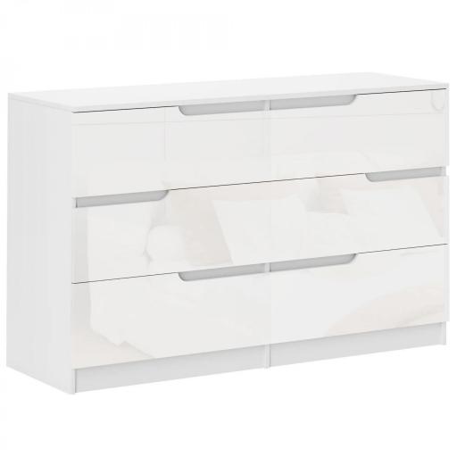 Cómoda con 6 Cajones Cómoda de Dormitorio Moderno con Anti-vuelco Cajonera para Salón Pasillo 120x40x75 cm Blanco [3]