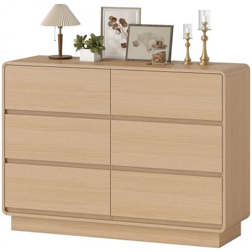 Aparador con 6 Cajones Bordes Redondeados para Salón Cocina Entrada Oficina 120x38x86 cm Natural [10]