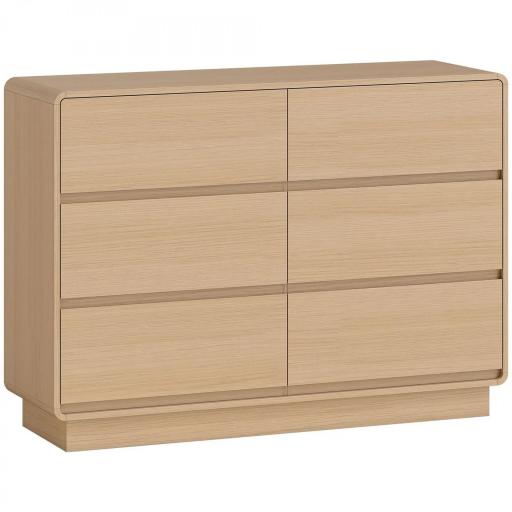 Aparador con 6 Cajones Bordes Redondeados para Salón Cocina Entrada Oficina 120x38x86 cm Natural [9]