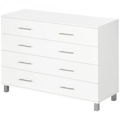 Cómoda con 4 Cajones de Dormitorio con Patas Cajonera de Estilo Moderno para Salón Entrada 112x38,2x81 cm Blanco [8]