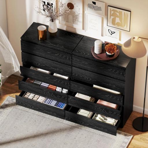 Cómoda para Dormitorio de 5 Cajones Cajonera para Salón Oficina Estilo Moderno 77x40x111,5 cm Negro Veteado [2]