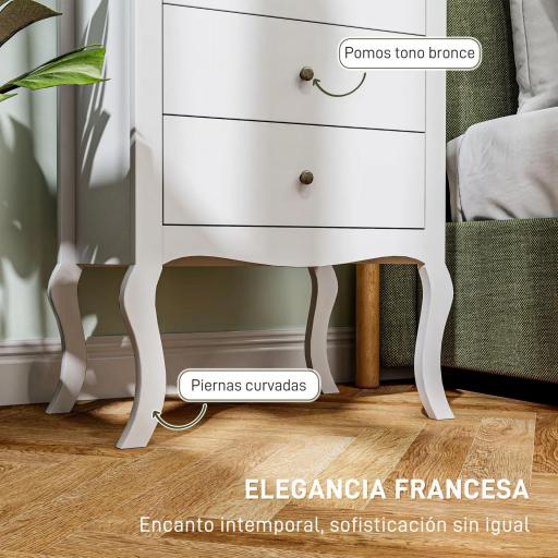 Cómoda de Dormitorio con 4 Cajones Diseño Anti-vuelco Cajonera para Salón Pasillo 60x40x98,5 cm Blanco y Roble [2]