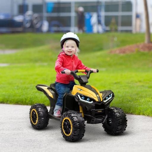 Quad Eléctrico para Niños de 3-5 Años Vehículo Eléctrico a Batería 12V con 2 Motores 83x53x55,5 cm Amarillo
