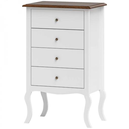 Cómoda de Dormitorio con 4 Cajones Diseño Anti-vuelco Cajonera para Salón Pasillo 60x40x98,5 cm Blanco y Roble [9]