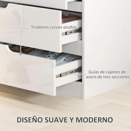 Cómoda con 4 Cajones Cómoda de Dormitorio Moderno con Anti-vuelco Cajonera para Salón Pasillo 60x40x85 cm Blanco [1]