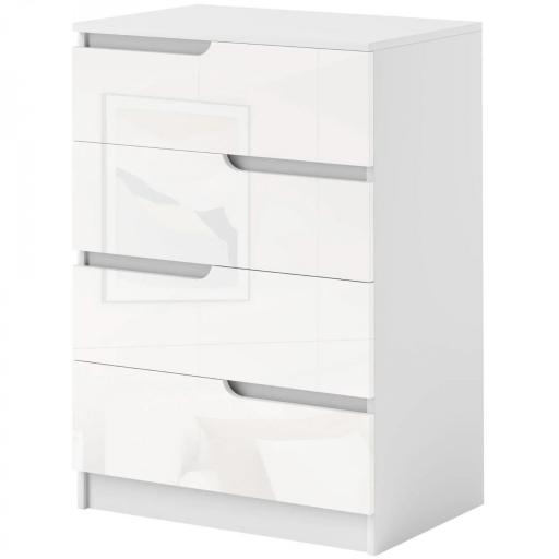 Cómoda con 4 Cajones Cómoda de Dormitorio Moderno con Anti-vuelco Cajonera para Salón Pasillo 60x40x85 cm Blanco [9]