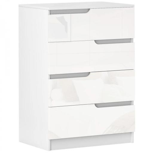 Cómoda con 4 Cajones Cómoda de Dormitorio Moderno con Anti-vuelco Cajonera para Salón Pasillo 60x40x85 cm Blanco [10]