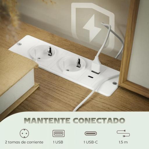 Cómoda con 8 Cajones de Tela Acabado en Borreguito Sintético Estación de Carga y Carga USB-C para Dormitorio Gris [5]