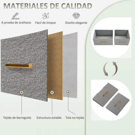Cómoda con 8 Cajones de Tela Acabado en Borreguito Sintético Estación de Carga y Carga USB-C para Dormitorio Gris [2]