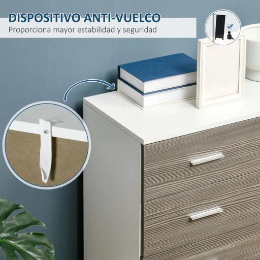 Cómoda con 4 Cajones Moderna Cajonera para Salón para Dormitorio Pasillo 76x35x72 cm Gris y Blanco [5]