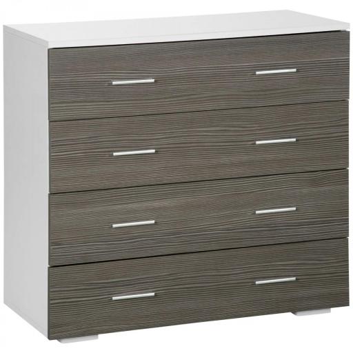 Cómoda con 4 Cajones Moderna Cajonera para Salón para Dormitorio Pasillo 76x35x72 cm Gris y Blanco [8]