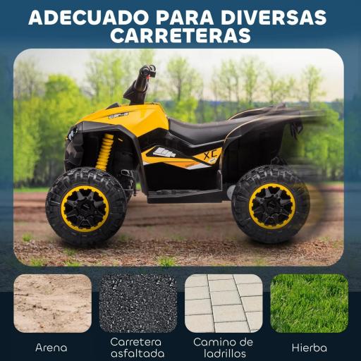 Quad Eléctrico para Niños de 3-5 Años Vehículo Eléctrico a Batería 12V con 2 Motores 83x53x55,5 cm Amarillo [2]