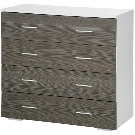 Cómoda con 4 Cajones Moderna Cajonera para Salón para Dormitorio Pasillo 76x35x72 cm Gris y Blanco [9]