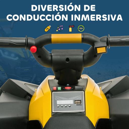 Quad Eléctrico para Niños de 3-5 Años Vehículo Eléctrico a Batería 12V con 2 Motores 83x53x55,5 cm Amarillo [7]