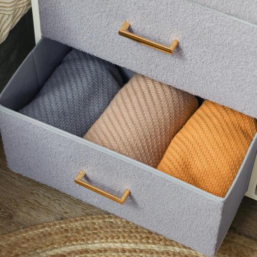 Cómoda Moderna con 9 Cajones de Tela y Diseño Elegante para Dormitorio Sala o Entrada 100x30x99 cm Gris [7]