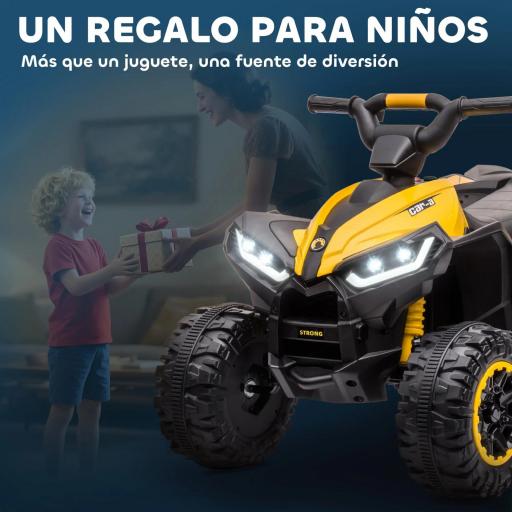 Quad Eléctrico para Niños de 3-5 Años Vehículo Eléctrico a Batería 12V con 2 Motores 83x53x55,5 cm Amarillo [6]