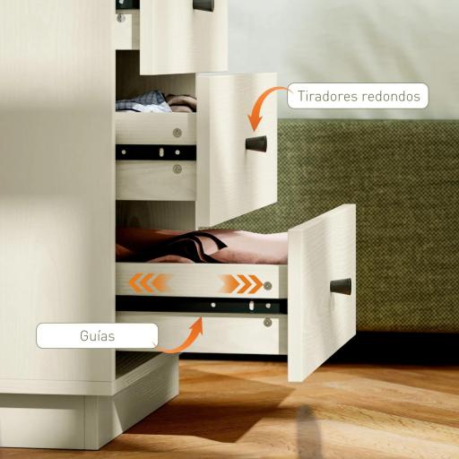 Cómoda para Dormitorio Moderna de 4 Cajones Cajonera Estrecha para Salón Pasillo 47x29x75 cm Blanco [3]