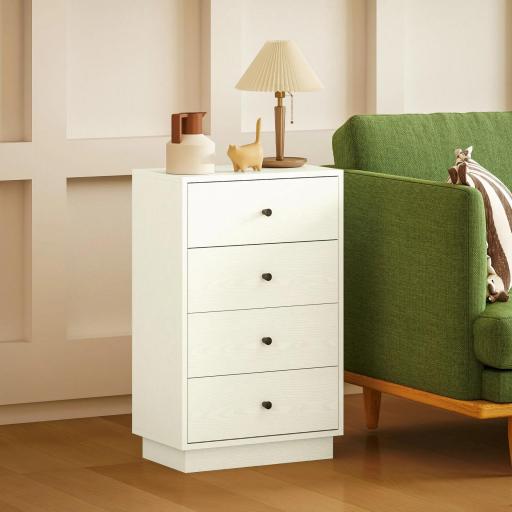 Cómoda para Dormitorio Moderna de 4 Cajones Cajonera Estrecha para Salón Pasillo 47x29x75 cm Blanco [2]
