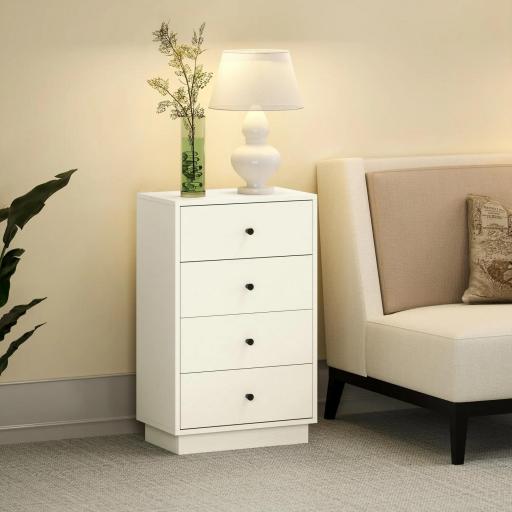 Cómoda para Dormitorio Moderna de 4 Cajones Cajonera Estrecha para Salón Pasillo 47x29x75 cm Blanco [7]