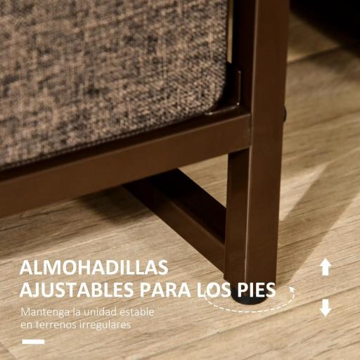 Cómoda para Dormitorio con 7 Cajones Plegables Parte Superior de Madera y Marco Metálico 80x29x78,5 cm Multicolor [4]