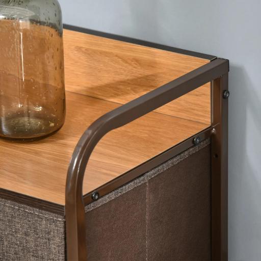 Cómoda para Dormitorio con 7 Cajones Plegables Parte Superior de Madera y Marco Metálico 80x29x78,5 cm Multicolor [6]