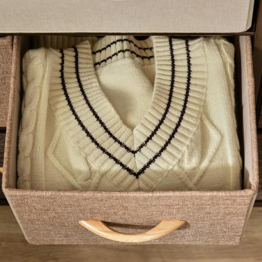 Cómoda para Dormitorio con 7 Cajones Plegables Parte Superior de Madera y Marco Metálico 80x29x78,5 cm Multicolor [7]