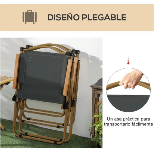 Outsunny Set 2 Sillas de Jardín Plegables con Reposabrazos Sillas para Camping y Playa en Tela Oxford 54x59x78 cm Gris Oscuro [6]